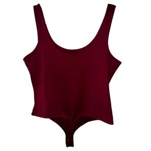 Express‎ Body Contour Burgundy Thong Bodysuit XL Classic Stretch Basic Tank Top